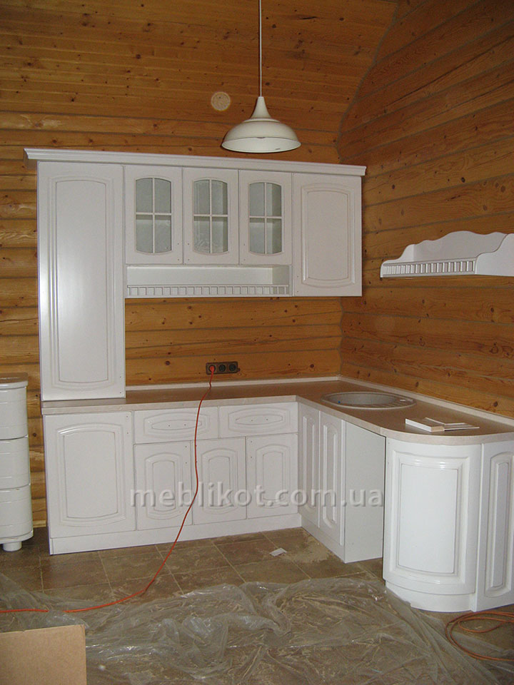 Кухня з масиву вільхи біла kh5701