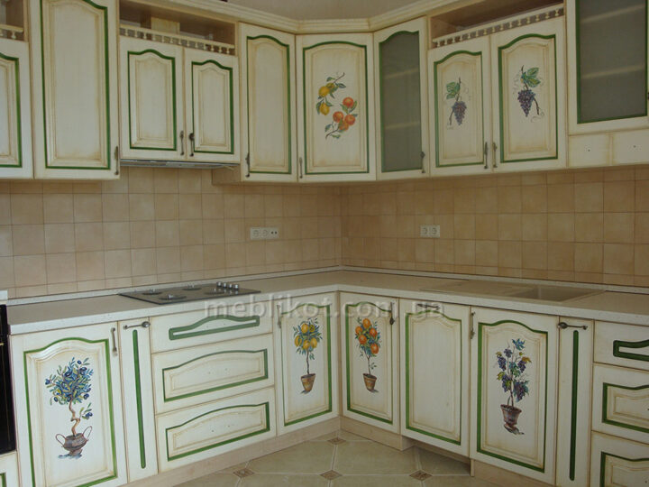 Кухня дерев'яна патина з розписом kh5791